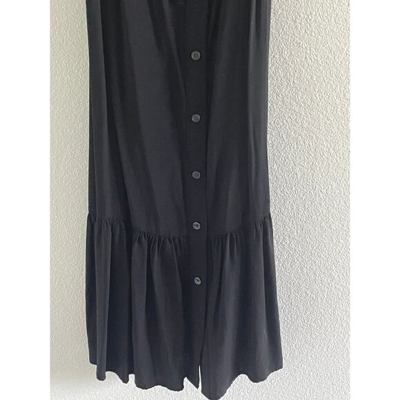 GAP Black Button Front Ruffle Sleeveless Midi Dress New Medium - Picture 5 of 7